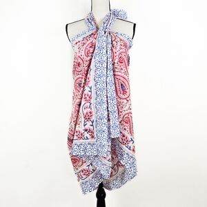 NWT Sevya Handmade Block Print Sarong, Pink Paisley